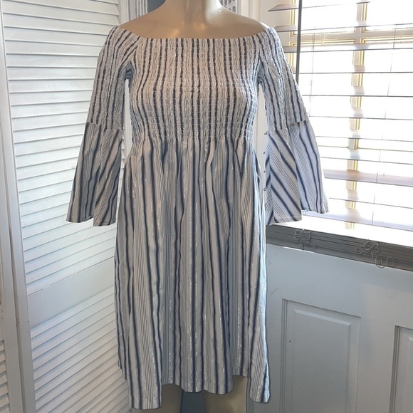 SAM EDELMAN Metallic StripeOff the Shoulder Dress - Picture 5 of 12